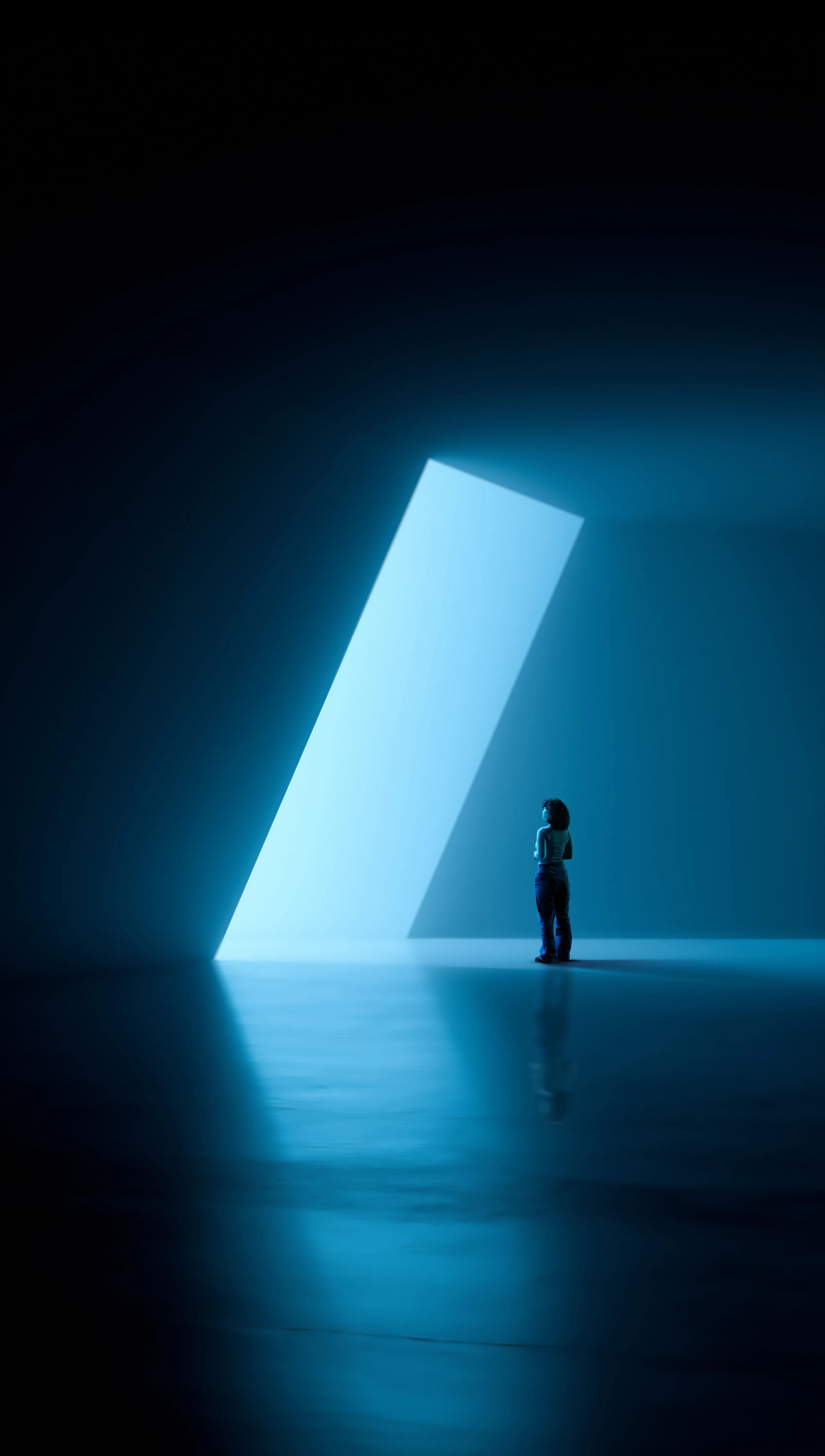 A keynote presentation in a dark room.