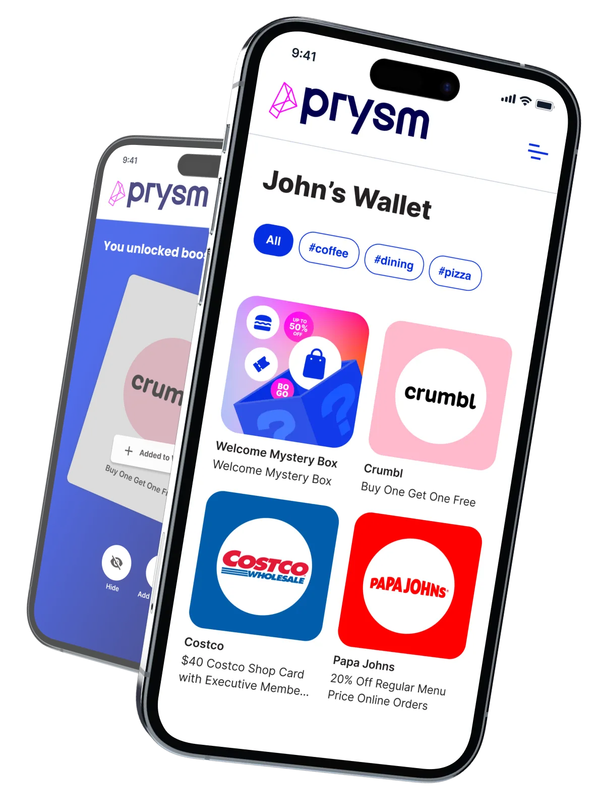 A phone showing the universal rewards wallet