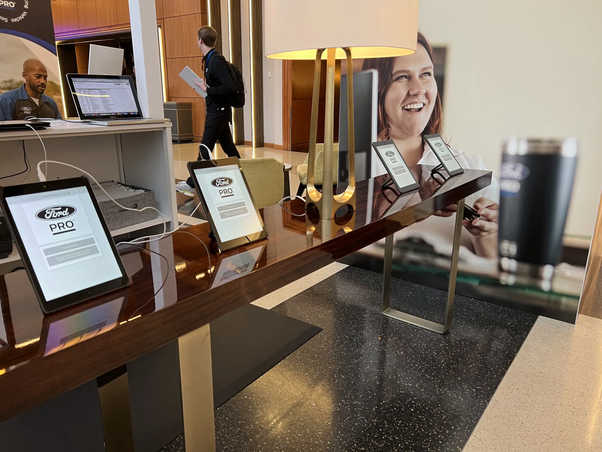 Ford Pro tablet activation table with branded iPads