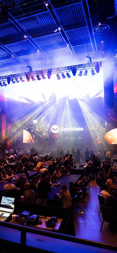 Stage setup at the Couchbase Company Kickoff event